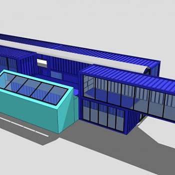 双层集装箱房SU模型下载_sketchup草图大师SKP模型