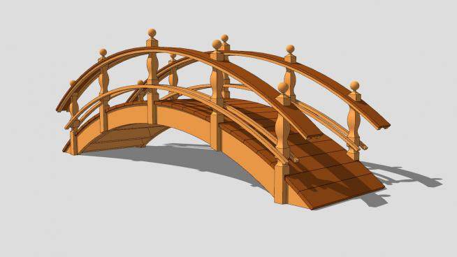 日式木制景观桥SU模型下载_sketchup草图大师SKP模型