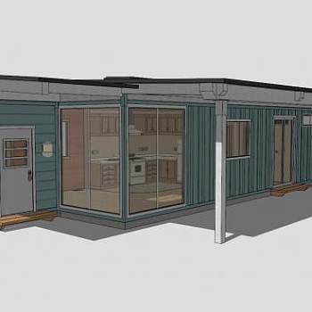 现代简约风格集装箱房设计SU模型下载_sketchup草图大师SKP模型