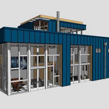 欧式简约风格集装箱房屋设计SU模型下载_sketchup草图大师SKP模型