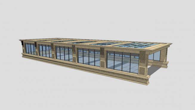 现代木质玻璃地下车库入口SU模型下载_sketchup草图大师SKP模型
