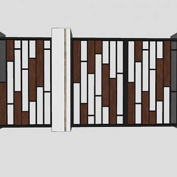 现代别墅围墙SU模型下载_sketchup草图大师SKP模型