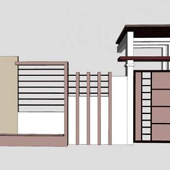 现代住宅围墙SU模型下载_sketchup草图大师SKP模型