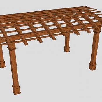 防腐木木制花架廊架SU模型下载_sketchup草图大师SKP模型