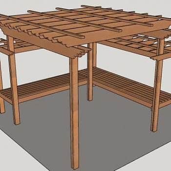 木制花架廊架庭院单品SU模型下载_sketchup草图大师SKP模型