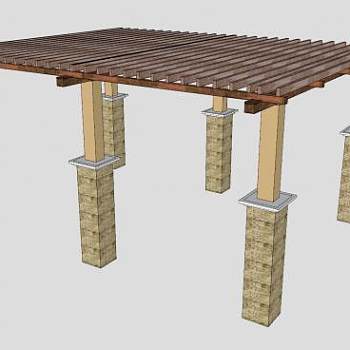 欧式防腐木廊架SU模型下载_sketchup草图大师SKP模型