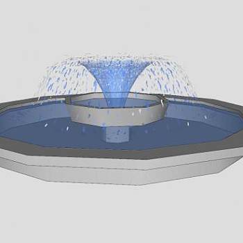 圆形景观喷泉SU模型下载_sketchup草图大师SKP模型