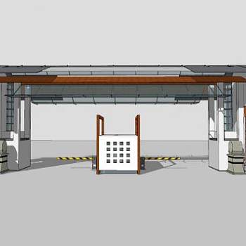 新中式景墙小区大门SU模型下载_sketchup草图大师SKP模型