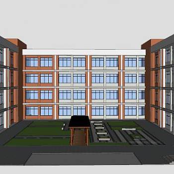 防腐木廊架和树池SU模型下载_sketchup草图大师SKP模型