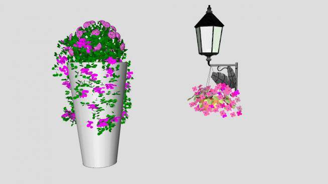 大型花盆和欧式壁灯SU模型下载_sketchup草图大师SKP模型