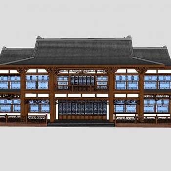 中式古建筑酒楼SU模型下载_sketchup草图大师SKP模型