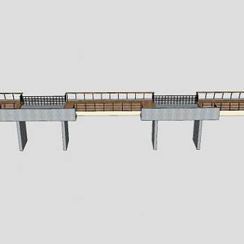 现代木石混合观景桥SU模型下载_sketchup草图大师SKP模型