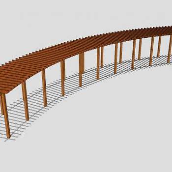 弧形木制廊架SU模型下载_sketchup草图大师SKP模型