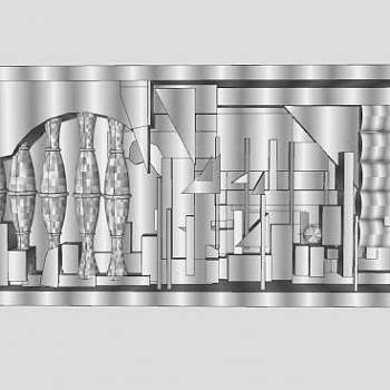 金属雕塑墙SU模型下载_sketchup草图大师SKP模型