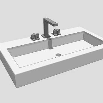 方形水龙头台盆洗手池SU模型下载_sketchup草图大师SKP模型