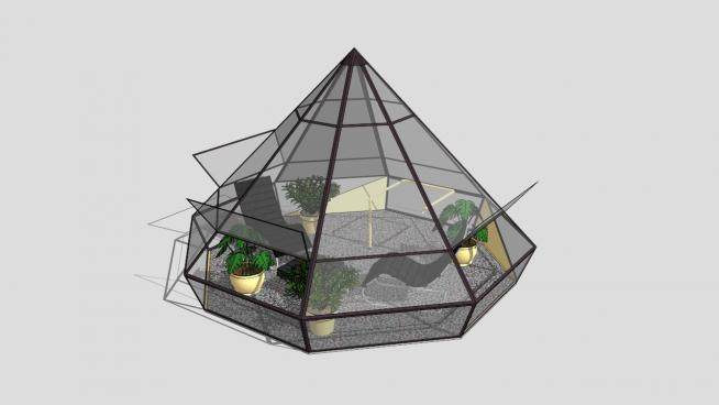 玻璃花园温室棚设计SU模型下载_sketchup草图大师SKP模型