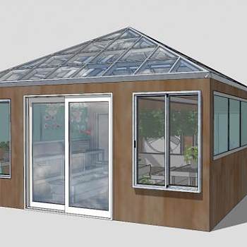 植物花园玻璃房温室SU模型下载_sketchup草图大师SKP模型