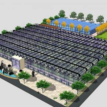 现代化农业生态蔬菜大棚植物园SU模型下载_sketchup草图大师SKP模型