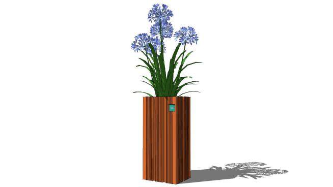 木质花瓶植物盆景SU模型下载_sketchup草图大师SKP模型