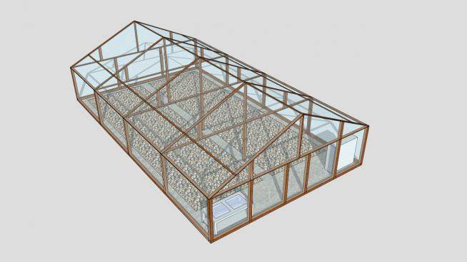 蔬菜花园钢筋玻璃大棚SU模型下载_sketchup草图大师SKP模型