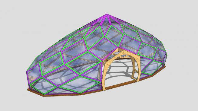 创意紫色玻璃日光温室SU模型下载_sketchup草图大师SKP模型