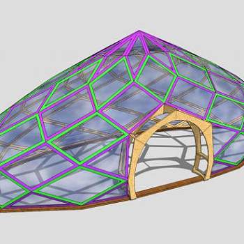 创意紫色玻璃日光温室SU模型下载_sketchup草图大师SKP模型