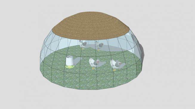 半圆形养殖业玻璃大棚SU模型下载_sketchup草图大师SKP模型