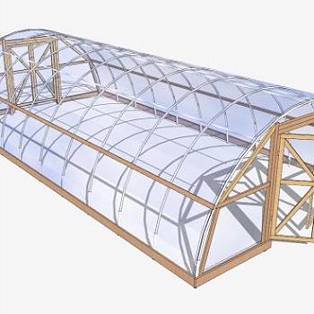 淡蓝色玻璃日光温室SU模型下载_sketchup草图大师SKP模型
