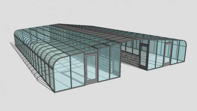 玻璃蔬菜生态温室大棚SU模型下载_sketchup草图大师SKP模型