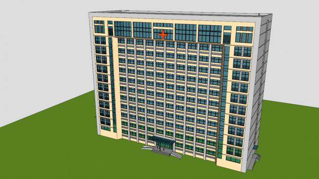 医院建筑设计SU模型下载_sketchup草图大师SKP模型
