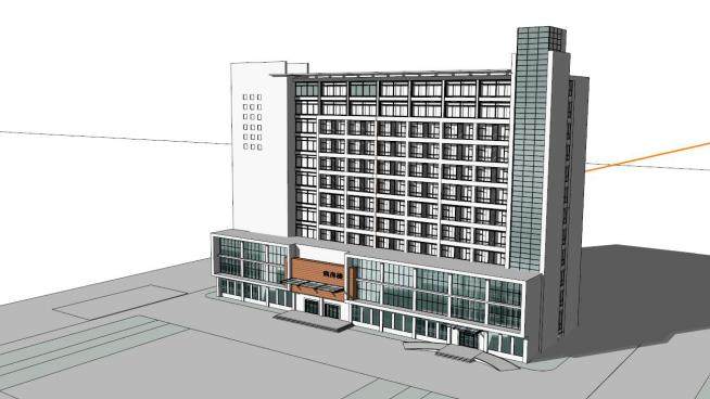 医院外观方案建筑设计SU模型下载_sketchup草图大师SKP模型