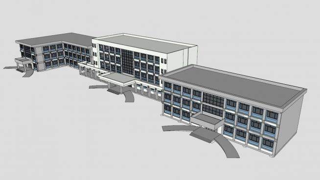 医院外观建筑设计SU模型下载_sketchup草图大师SKP模型