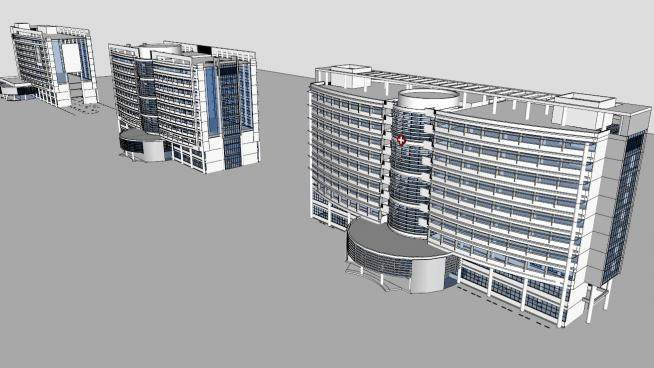 医院外观建筑设计合集SU模型下载_sketchup草图大师SKP模型
