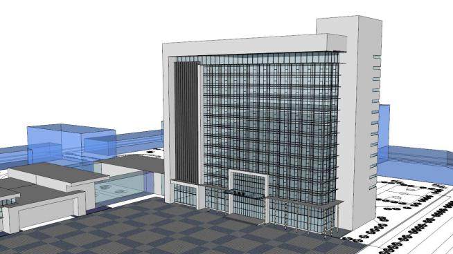 中医院外观建筑设计SU模型下载_sketchup草图大师SKP模型