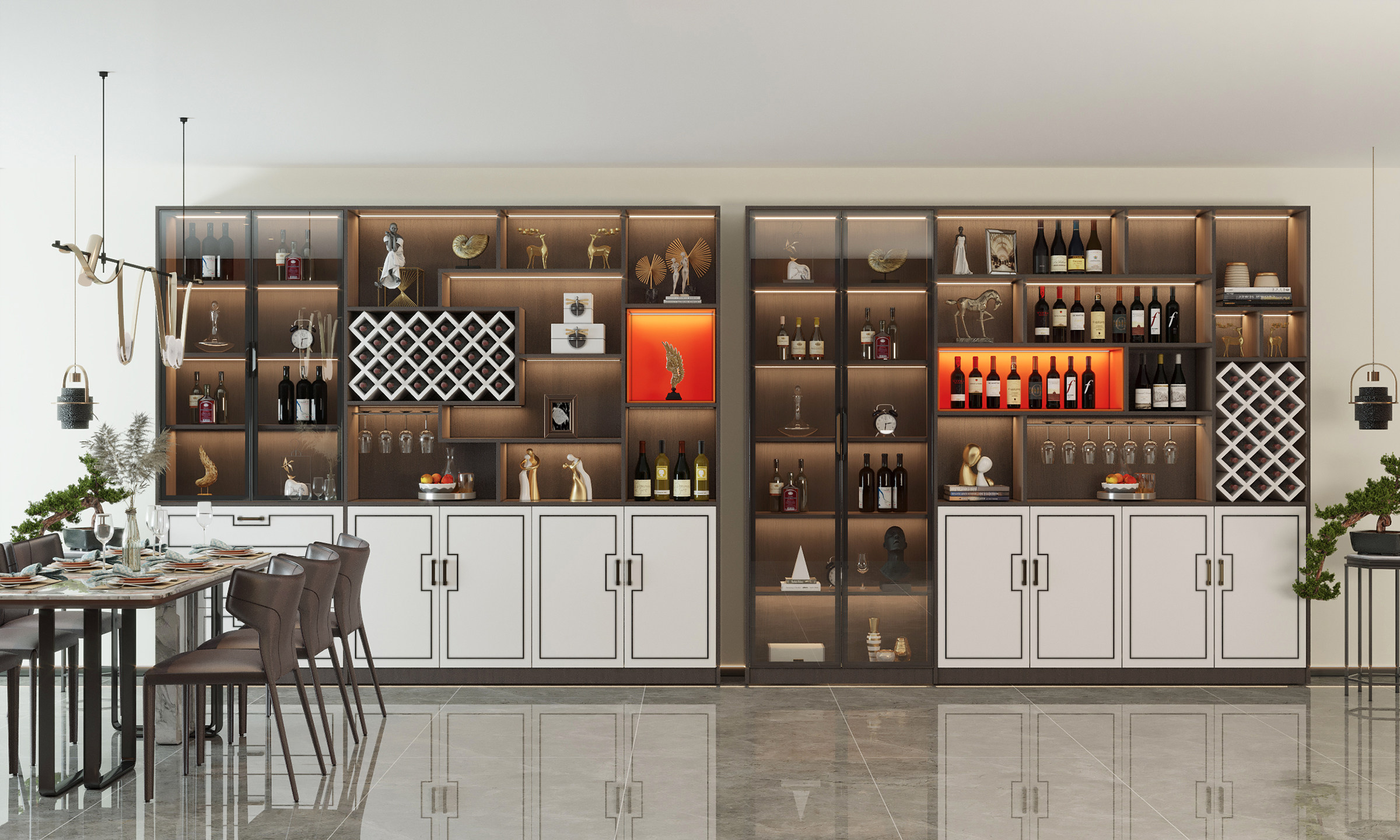 新中式酒柜，置物柜，玄关柜，展示柜3d模型下载
