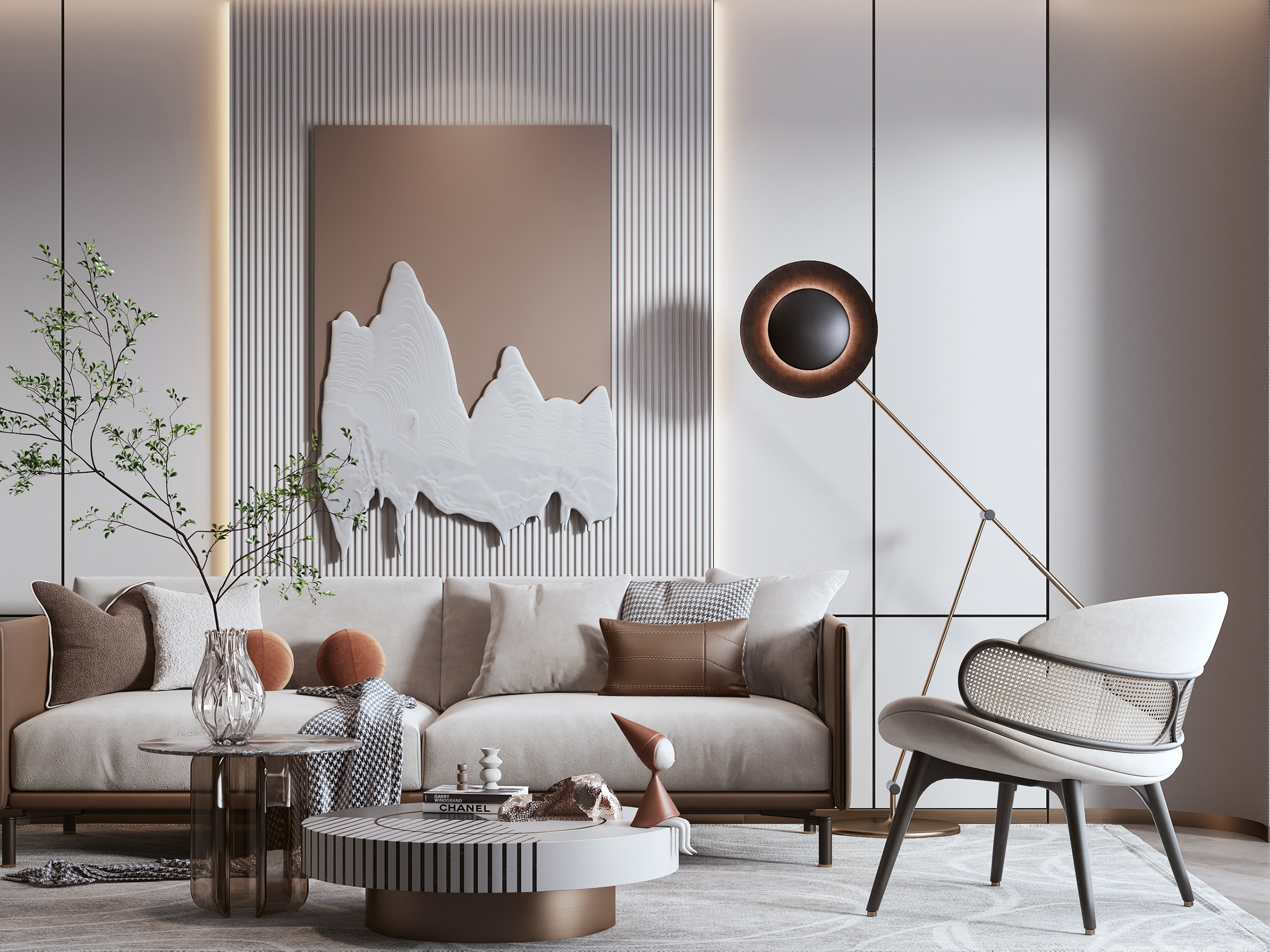 SY04_现代轻奢客厅,沙发座椅茶几组合,落地灯,墙饰装饰画3d模型下载