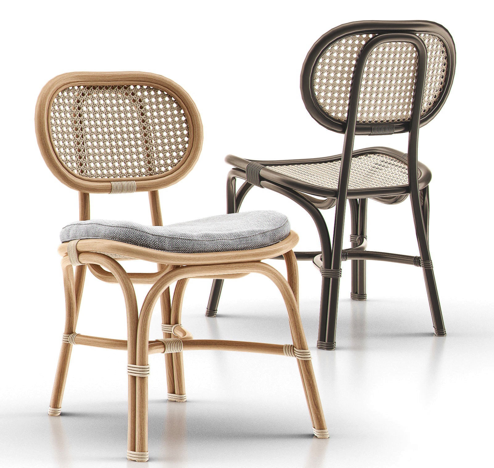 SY08_现代北欧自然风藤编编织餐椅，椅子，休闲椅无灯3d模型下载