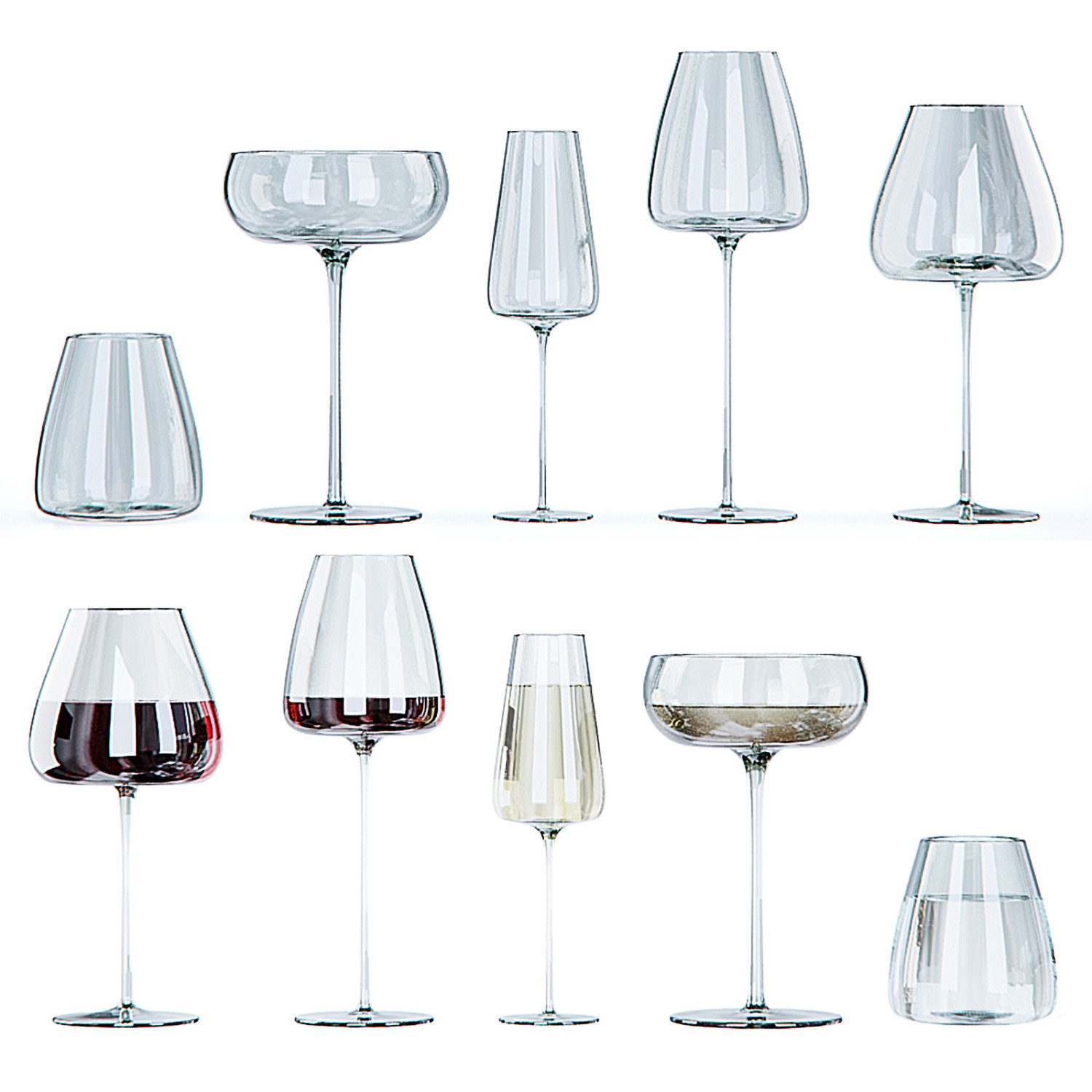 SY011_现代玻璃酒杯，高脚杯，红酒杯无灯光3d模型下载