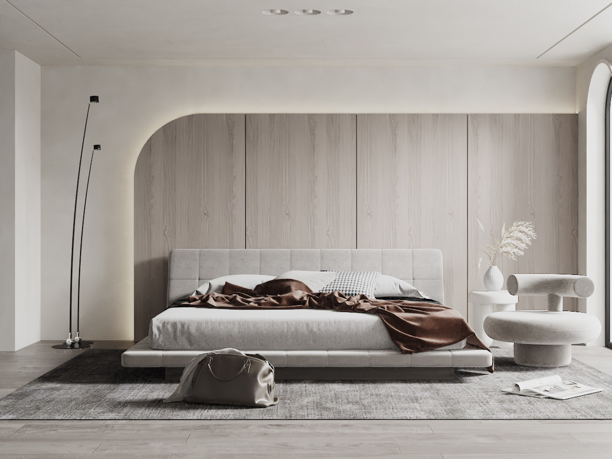 现代卧室大床3d模型下载