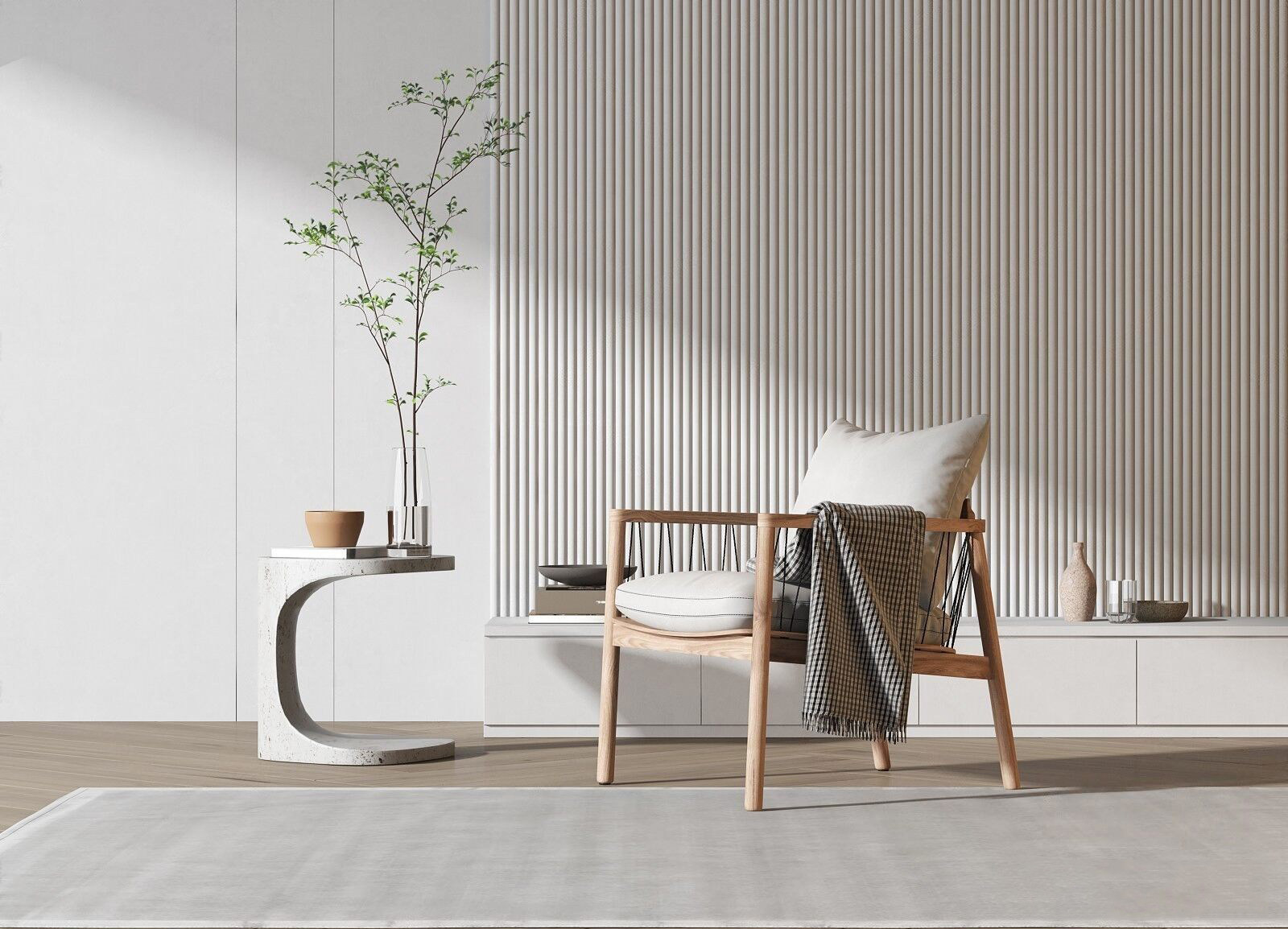 SY018_现代木质休闲椅3d模型下载
