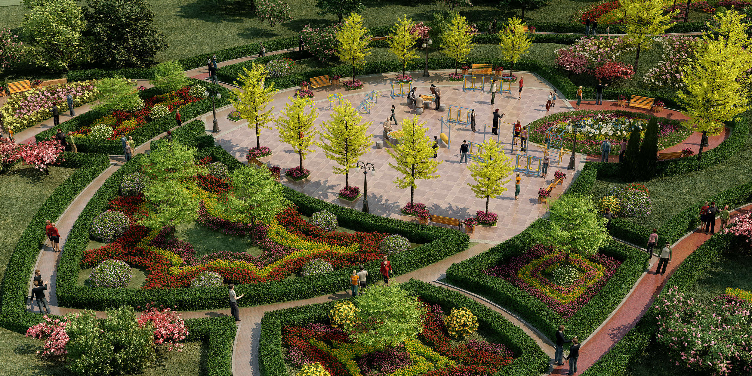 现代公园广场景观3d模型下载