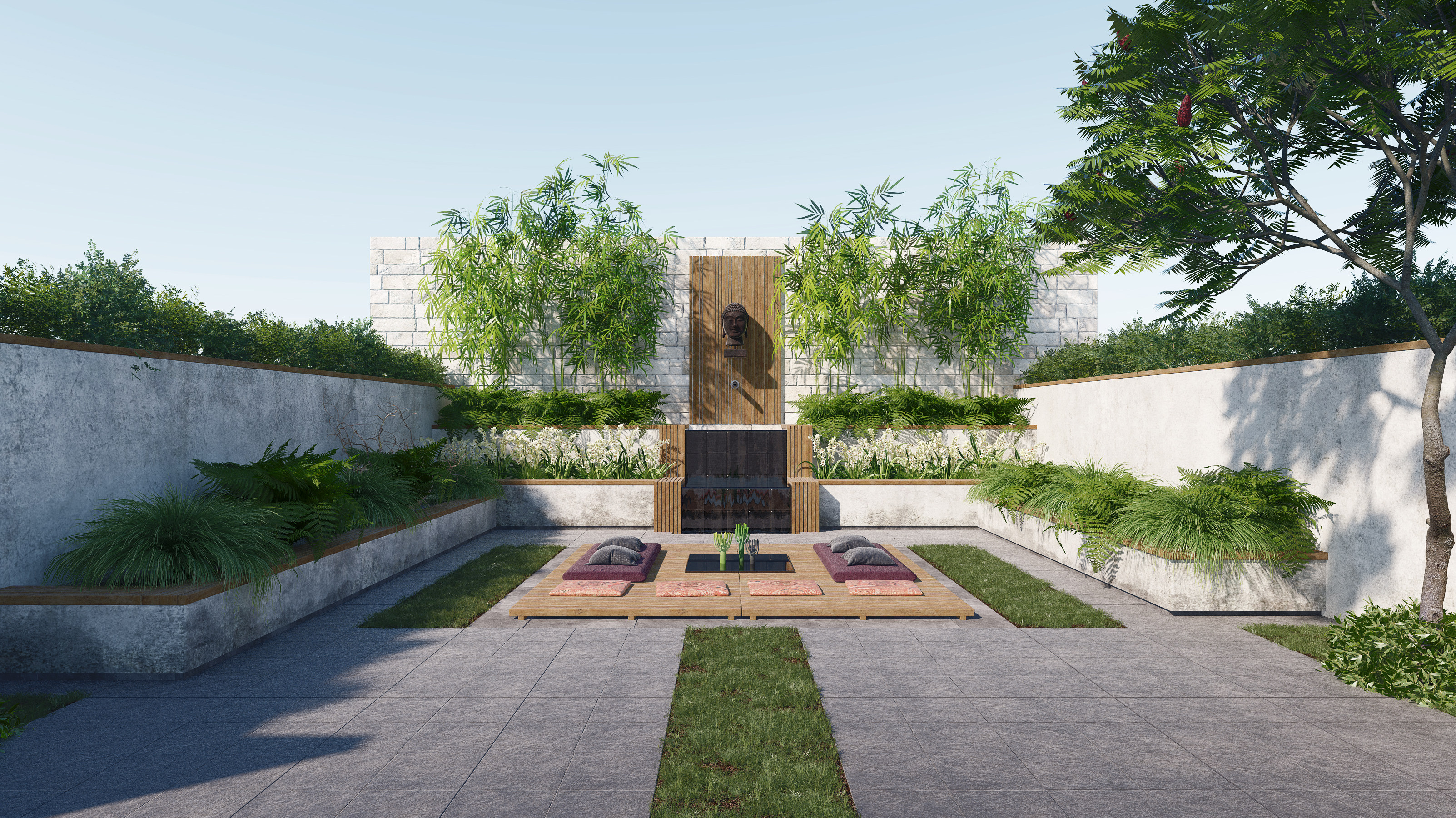 现代庭院景观花园花池3d模型下载