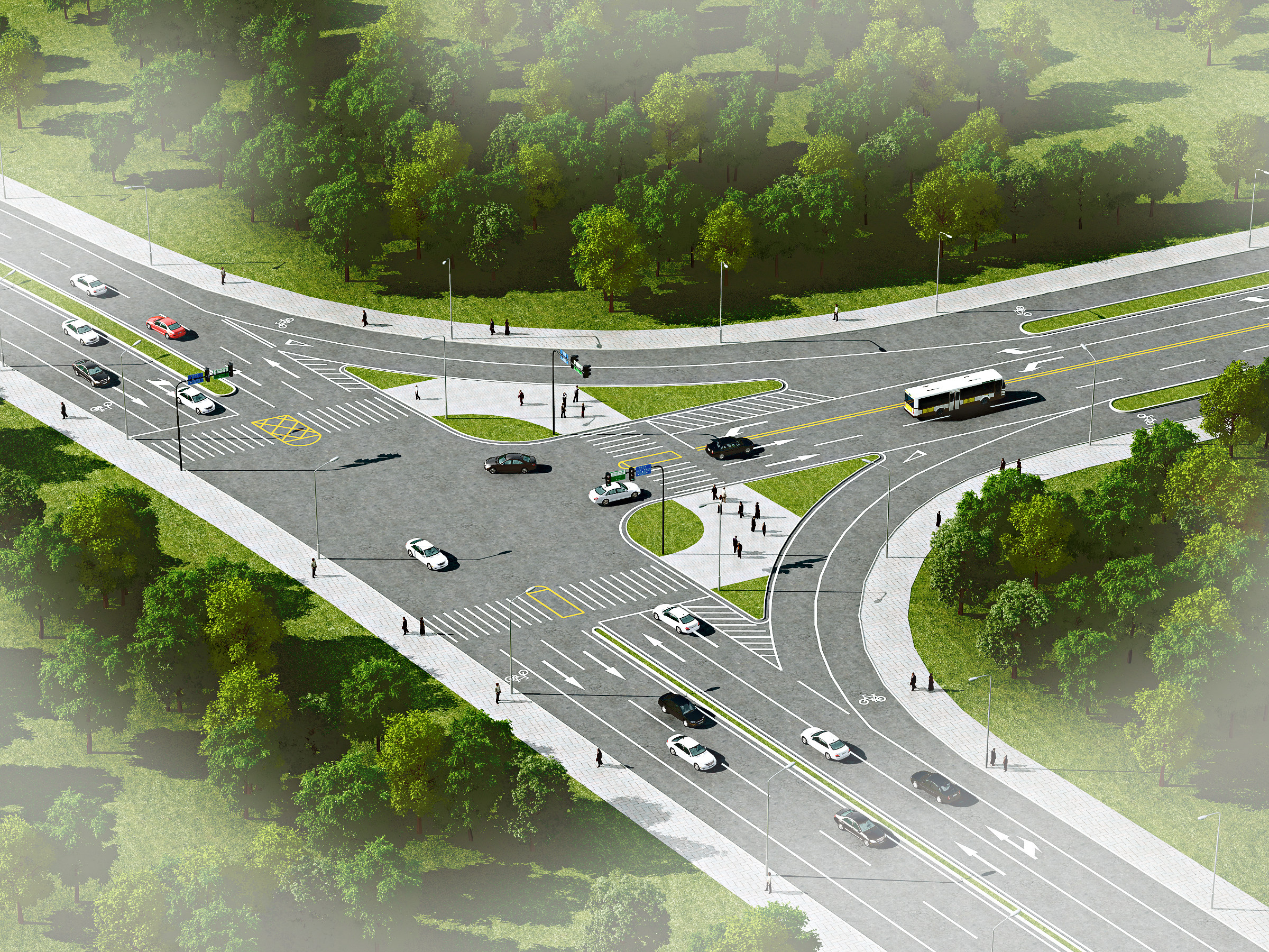 现代公路道路景观3d模型下载