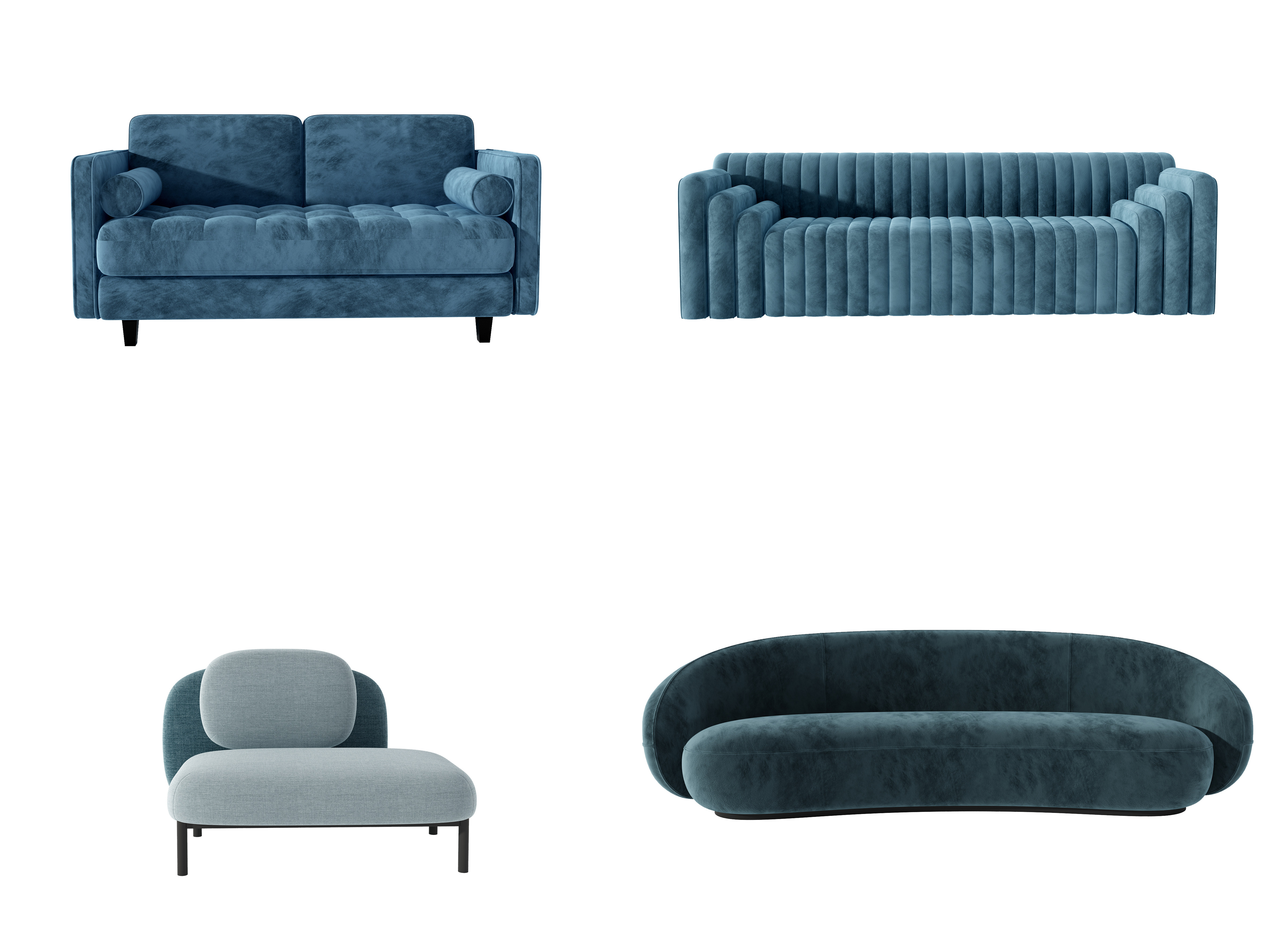 现代布艺异形沙发3d模型下载