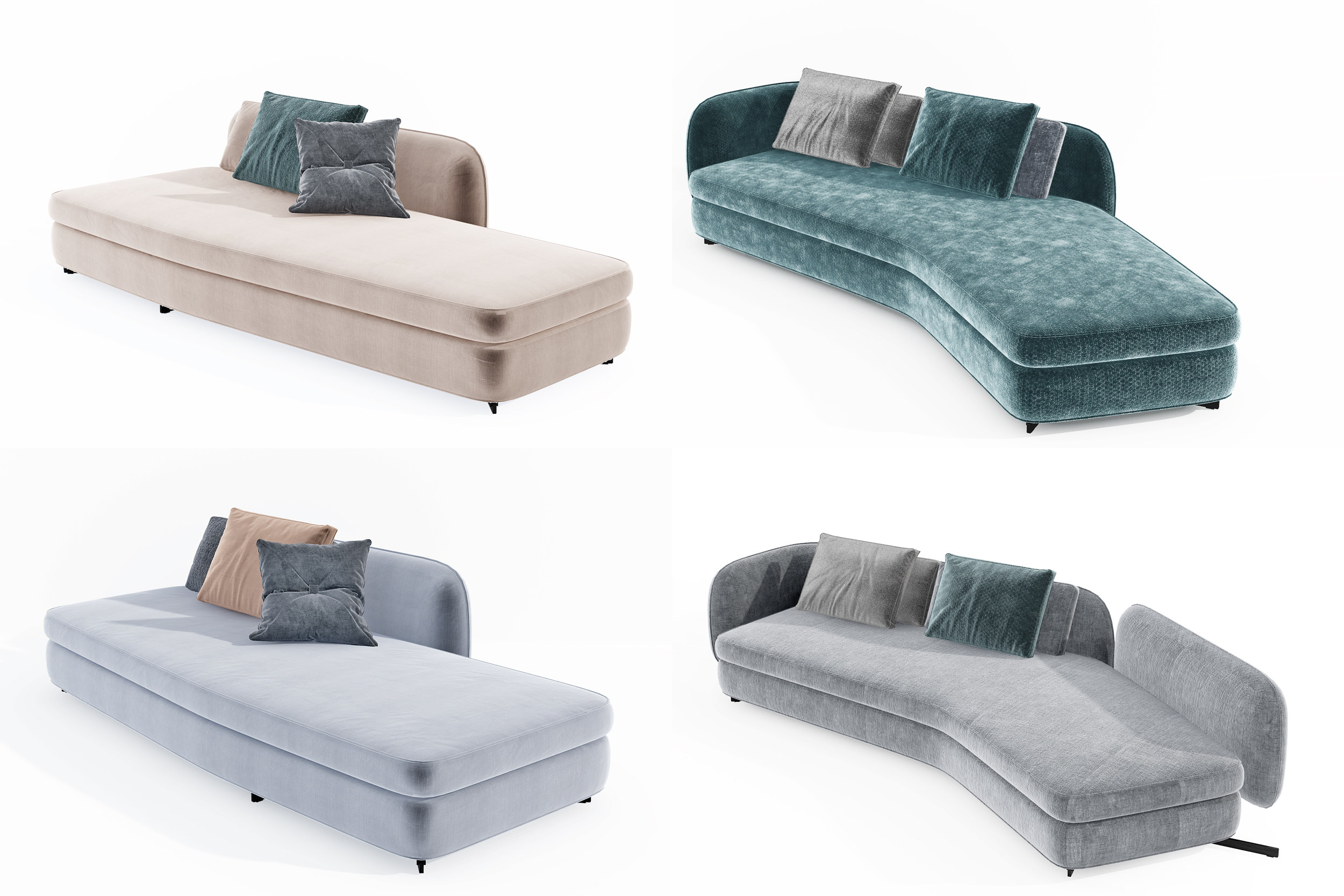 现代布艺异形沙发3d模型下载