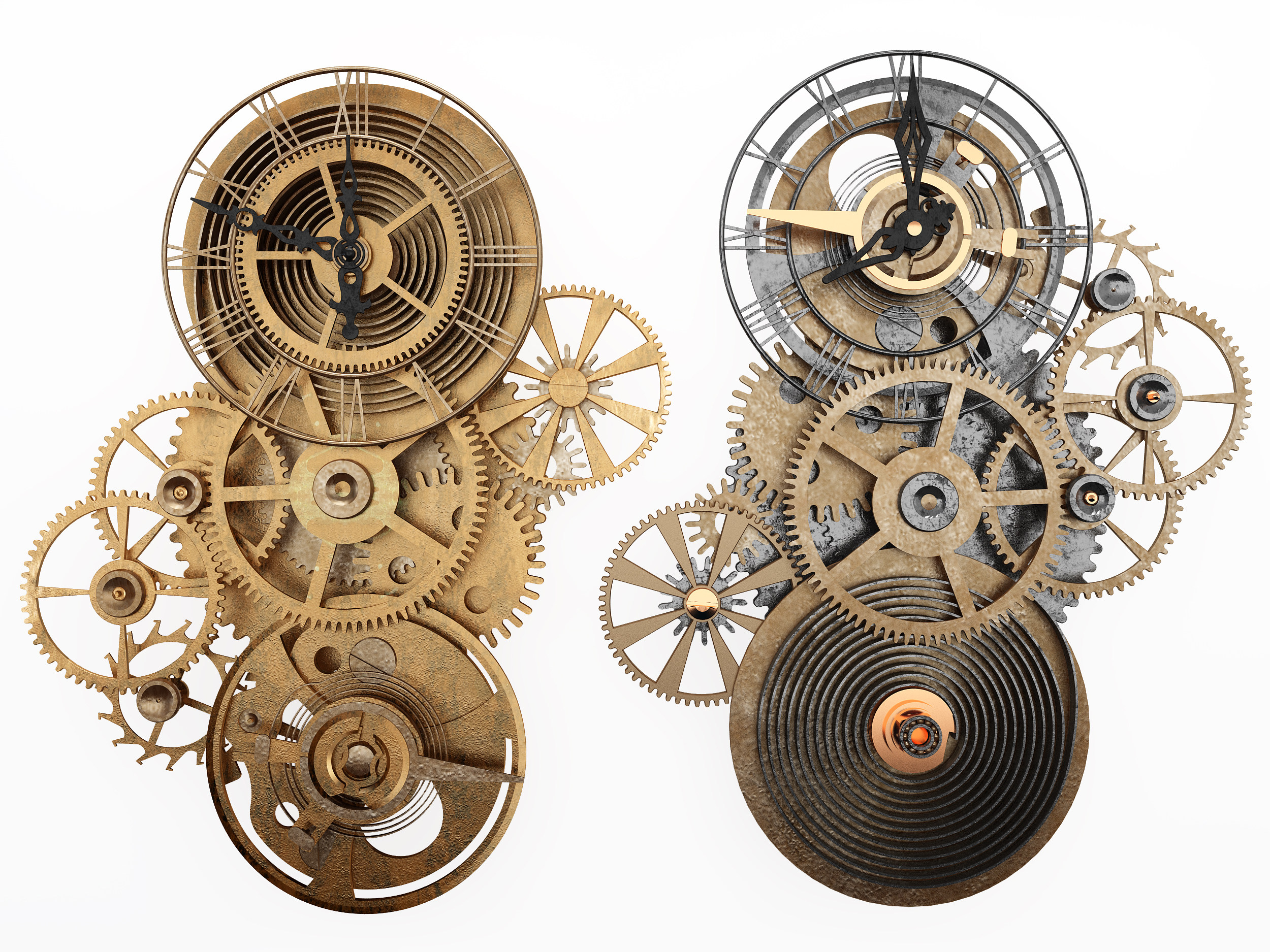 工业风机械齿轮挂钟,3d模型下载