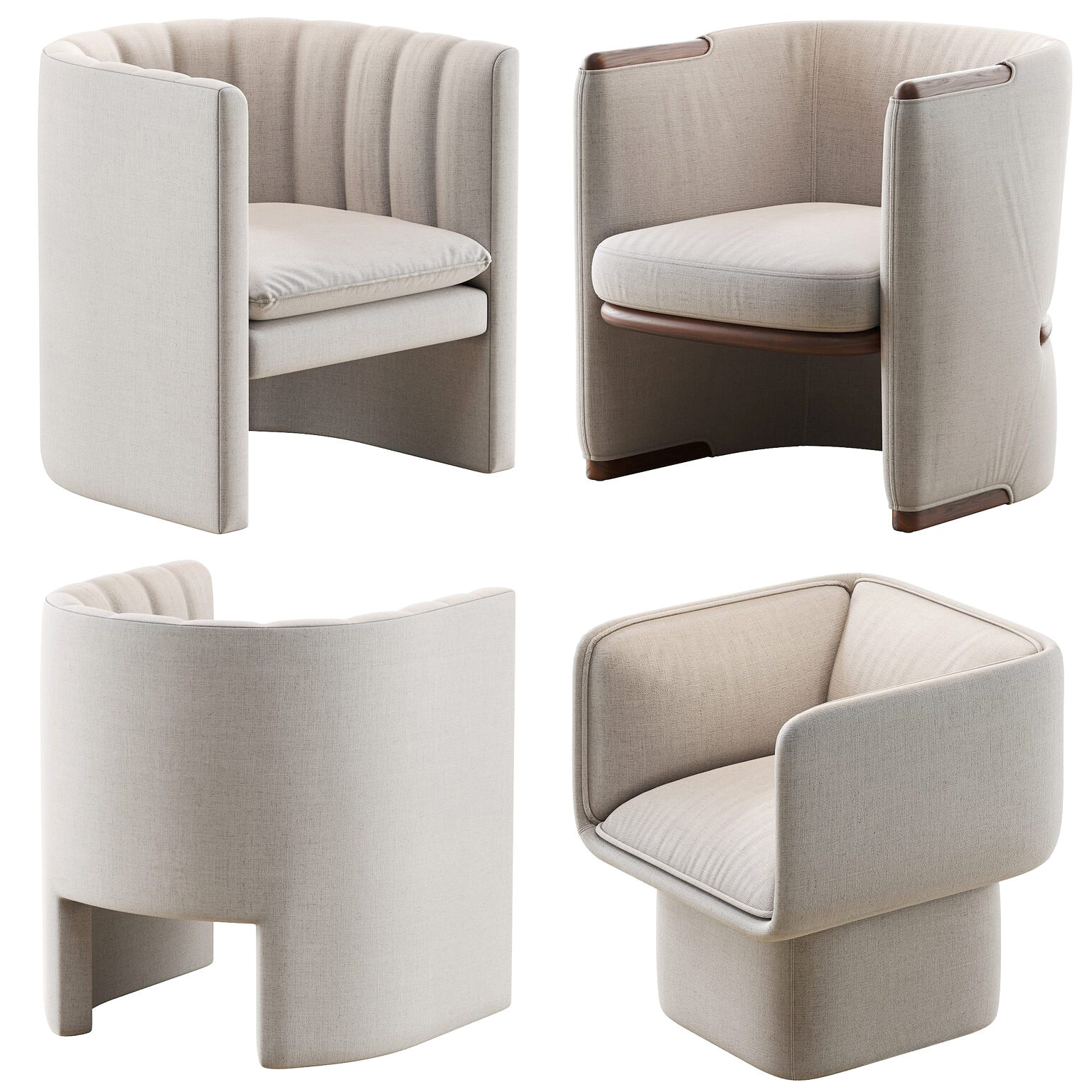 07Giorgetti 现代布艺休闲椅组合,单人椅,沙发椅,椅子,3d模型下载