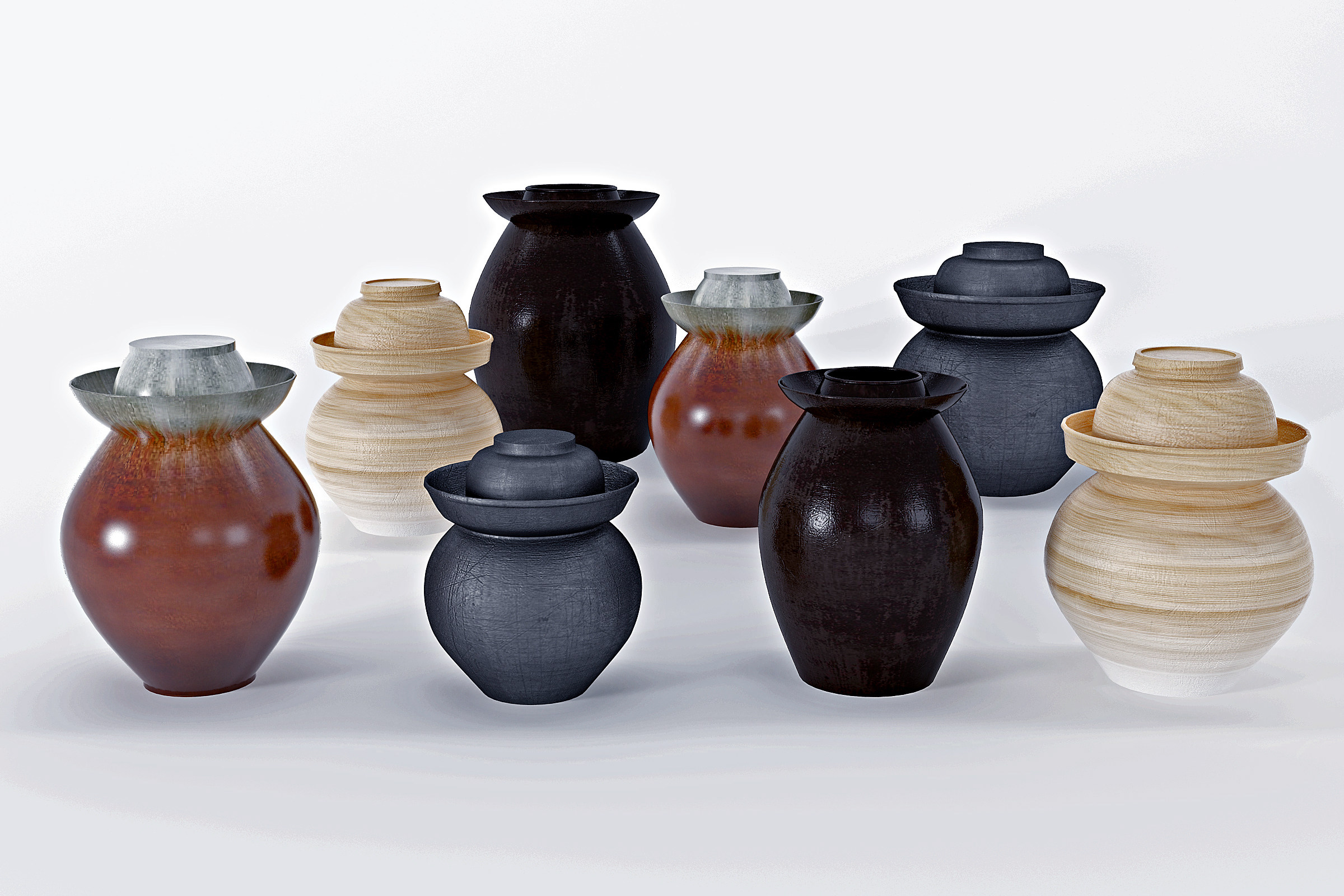 现代陶瓷坛子陶罐，罐子3d模型下载