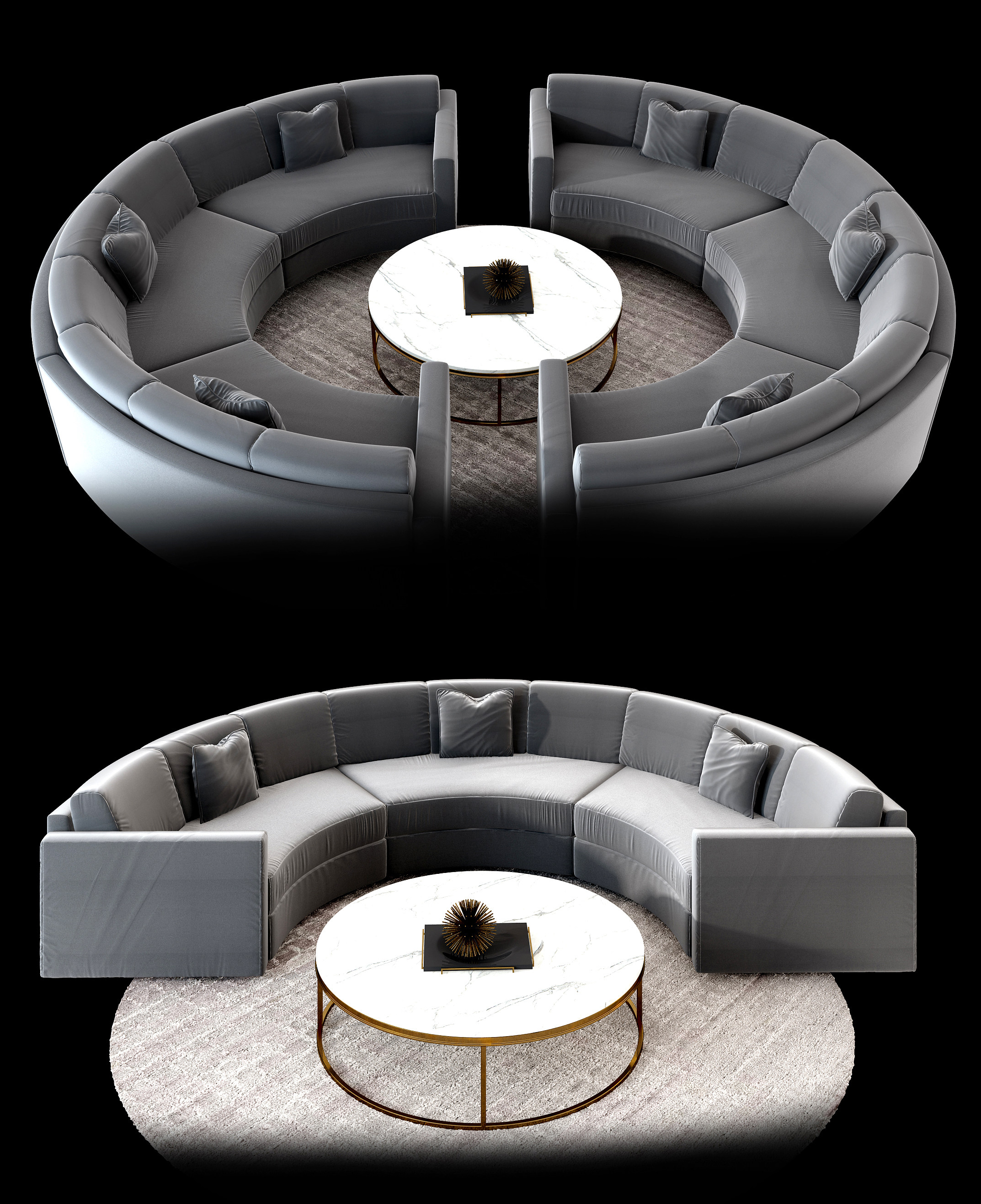 现代布艺异形形沙发茶几3d模型下载