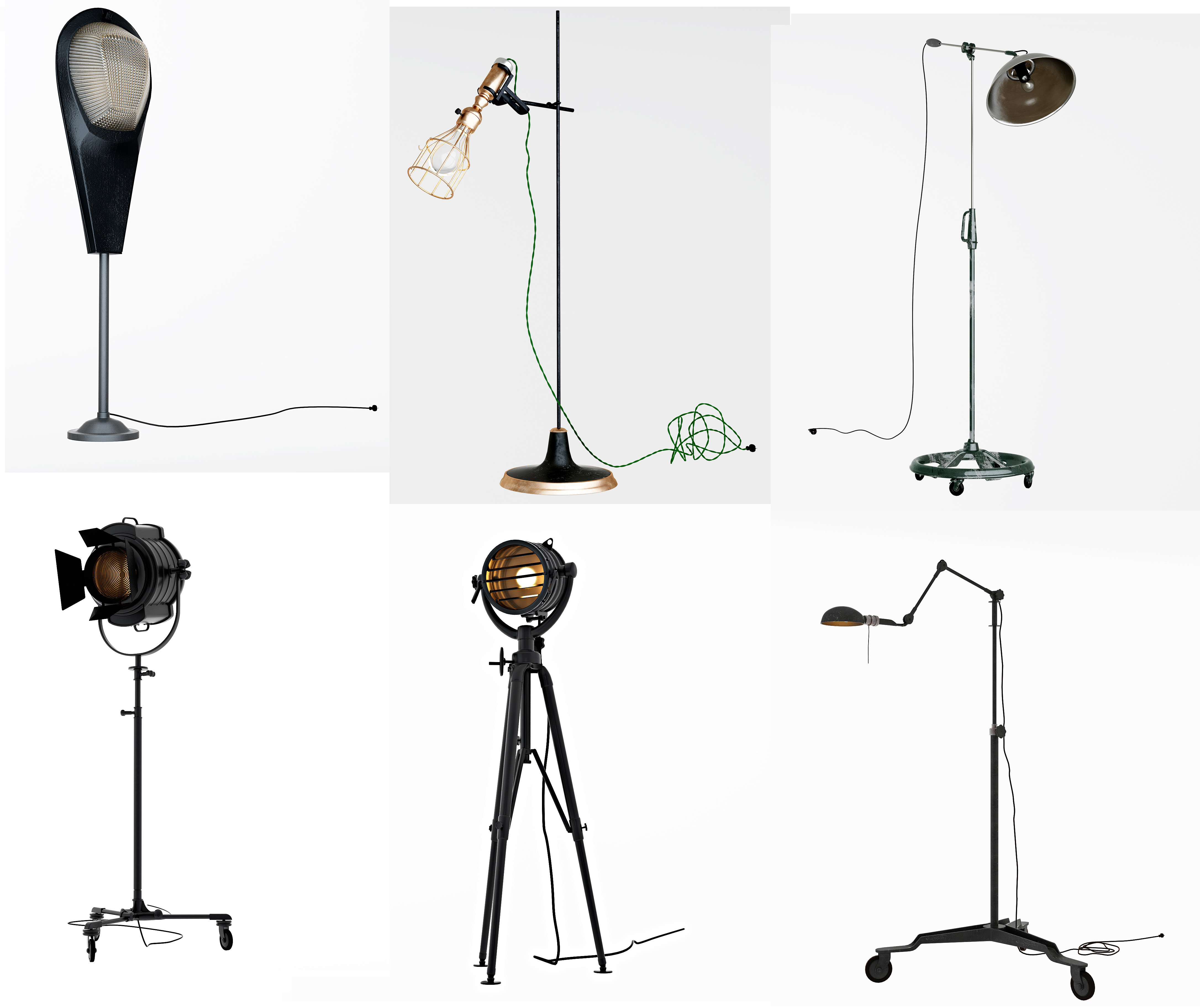 _工业风，美式，落地灯摄影棚灯具3d模型下载